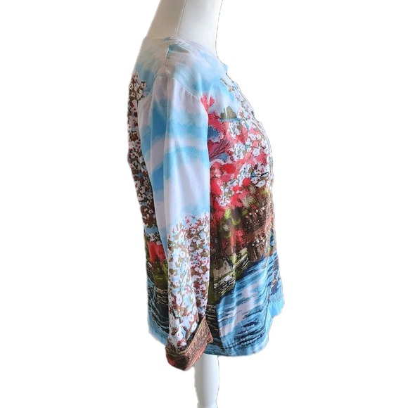 Ms. G Wear Jacket Womens Medium Cotton Artsy Scenic Rhinestone Pockets Boho Chic - Picture 8 of 14